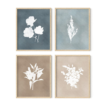 Floral Wall Art - Set of 4 Plant Posters for Wall Vintage Botanical Prints, Flower Pictures for Room Aesthetic