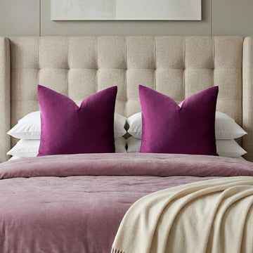 Velvet Pillow Covers 26x26 Decorative Pillows Pack of 2 Purple