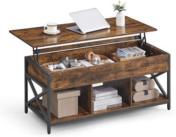 Lift Top Coffee Table, Lift Coffee Table with Storage Shelf, Hidden Compartments and Lifting Top