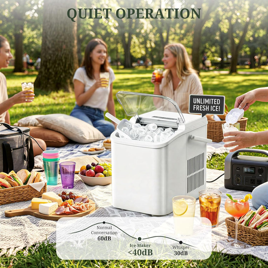 Ice Maker, Portable Ice Makers Countertop with Handle, Basket & Scoop, 26Lbs/24Hrs, 9 Bullet Ice Cubes in 6 Mins, 2