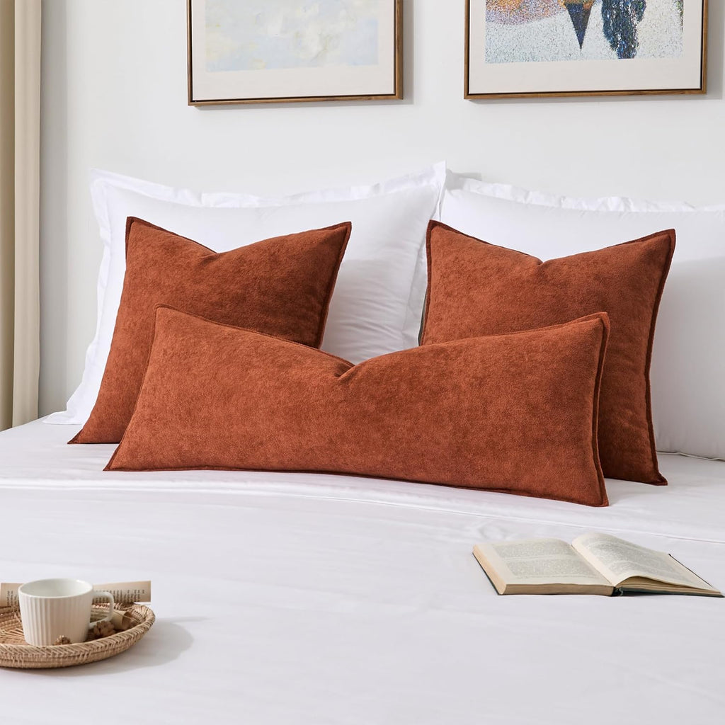 Fall 14x36 Inch Long Lumbar Cover 1 Pack Soft Boucle Textured Decorative Waterproof Rectangle Cushion Elegant Accent