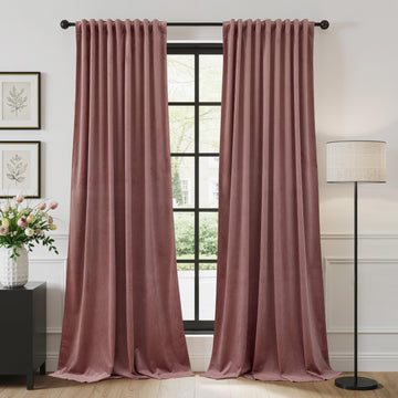 Dusty Rose Pink Velvet Curtains Back Tab, W52xL84, 2 Pcs