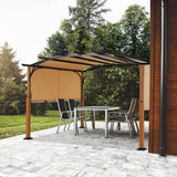 73.8" x 14" x 8" Outdoor Retractable Pergola with Sun Shade Canopy Patio Metal Garden Pergola,Beige
