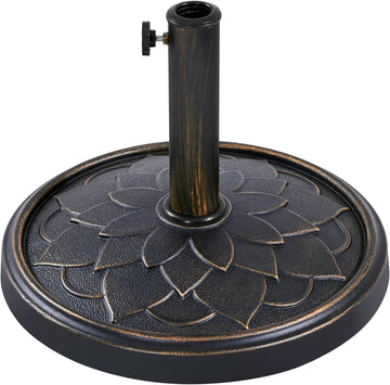 18'' Patio Umbrella Base 26.5lbs Heavy Duty Antiqued Outdoor Market Umbrella Stand All-Weather Resin Umbrella Base
