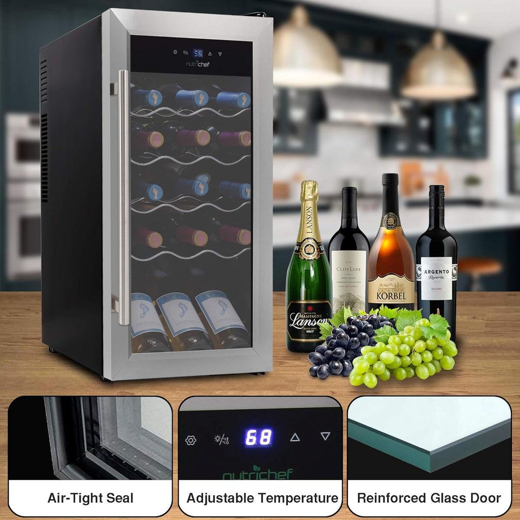 18 Bottle Slim Wine Fridge | Red and White Wine Chiller | Adjustable Temperature