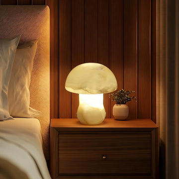 Natural Dolomite Marble Mushroom Lamp,Natural Gemstone Table Lamp Unique Crystal Veins Three-Color T