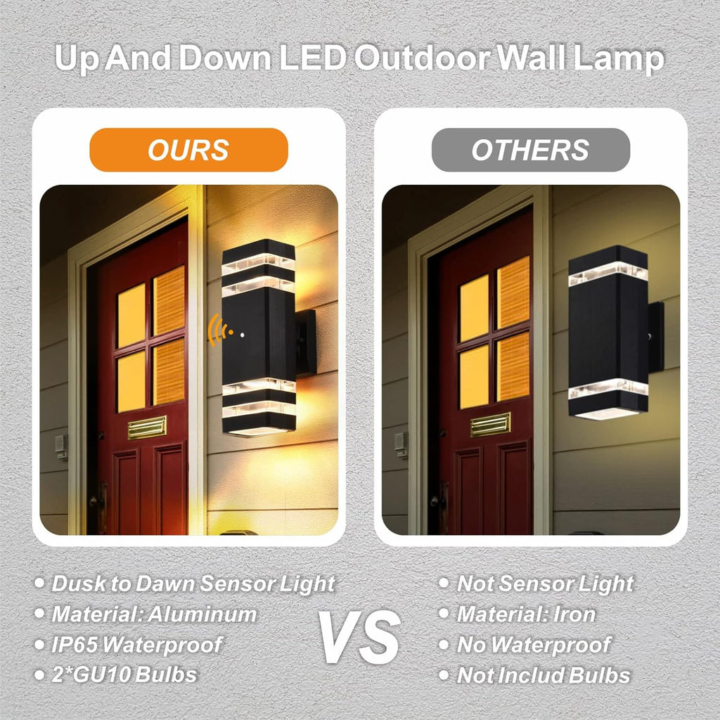 Dusk to Dawn Outdoor Wall Lights 2 Pack, 3000K Warm White Exterior Lighting Fixtures