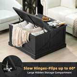 Farmhouse Coffee Table with Large Hidden Storage Compartment, Rustic Black Square Center Table
