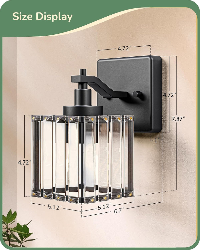 Hardwired Bathroom Light Fixtures, Modern Wall Sconces Set of Two, Crystal Bathroom Vanity Light, Indoor Lighting