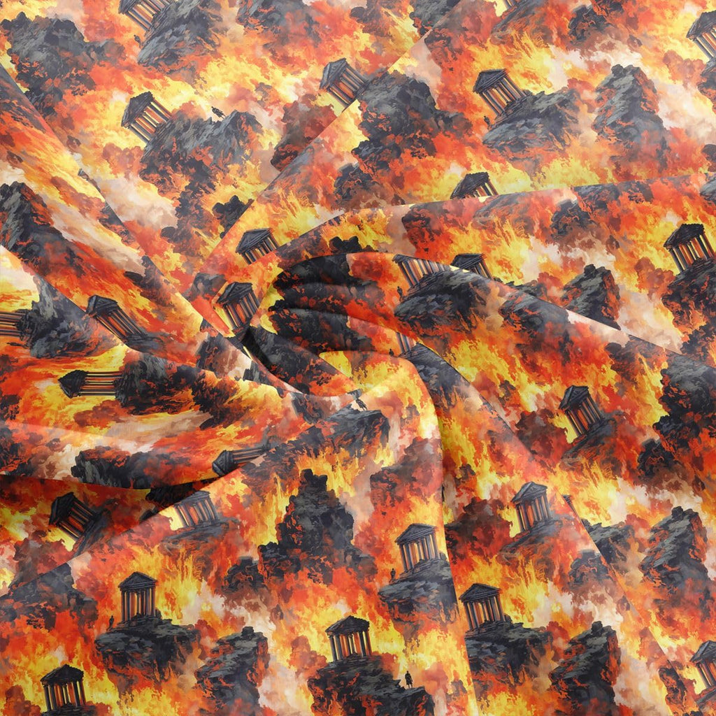Flaming Fire Fabric by The Yard, Cool Burning Flames Soft Polyester Fabric, Fashion Style No Stretch Fabrics Sewing