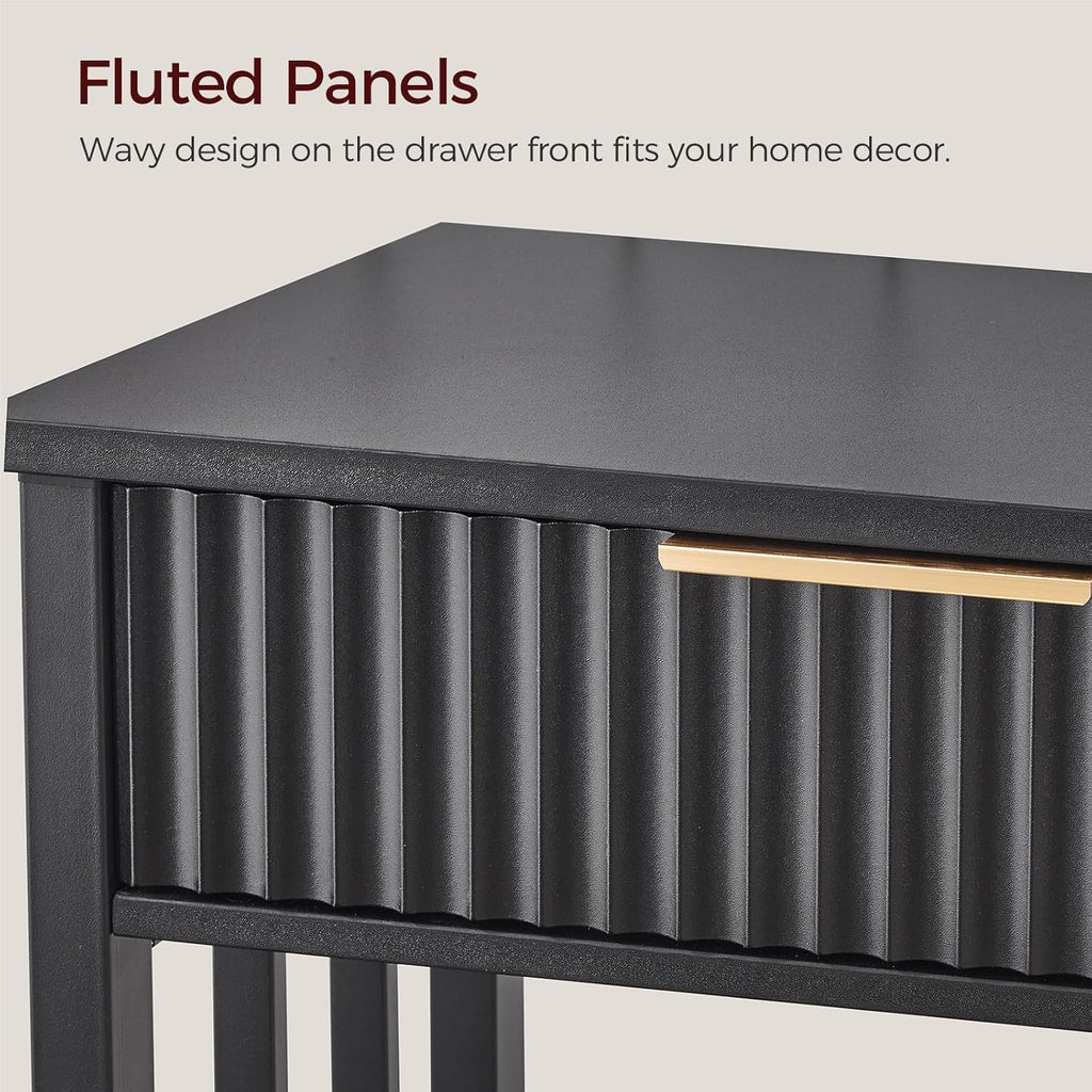 39.4" Console Table with 2 Drawers, Narrow Long Entry Table with Storage Shelf, 2-Tier Fluted Entryway Table with 2