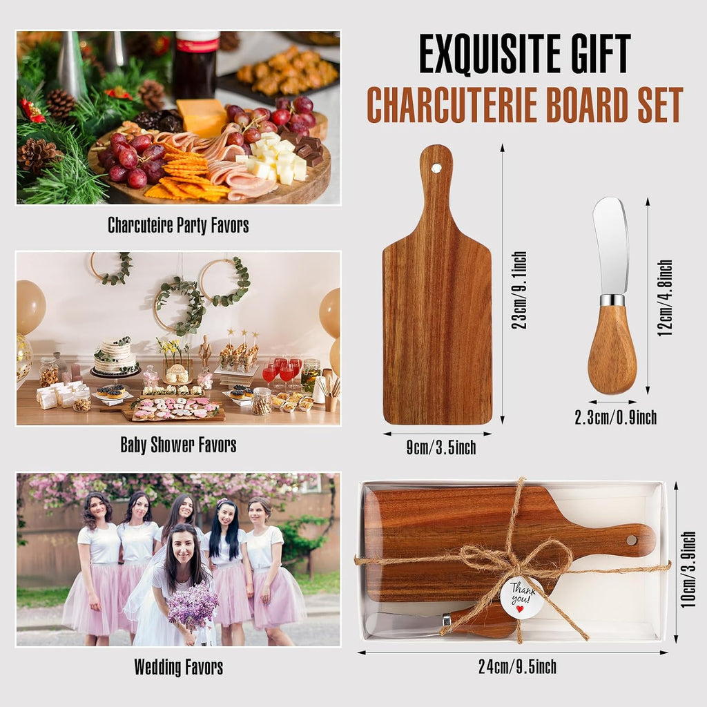 6 Pack Cheese Board and Cheese Spreader Knive Set Cutting board bulk with Gift Boxes Mini Charcuterie Boards Serving