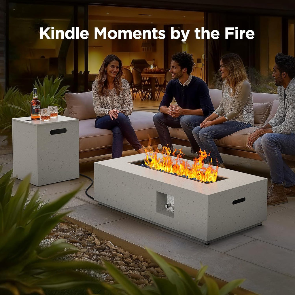 43Inch Propane Fire Pit, 50000 BTU Outdoor Gas Fire Pit Table with CSA Certification, Glass Rocks, Rectangular Heater for Patio, Backyard, Deck - Image 7