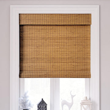 Cordless Bamboo Roman Shades 20x64in, Light Filtering Bamboo Blinds Windows, Office, Bathroom, Privacy Teak.