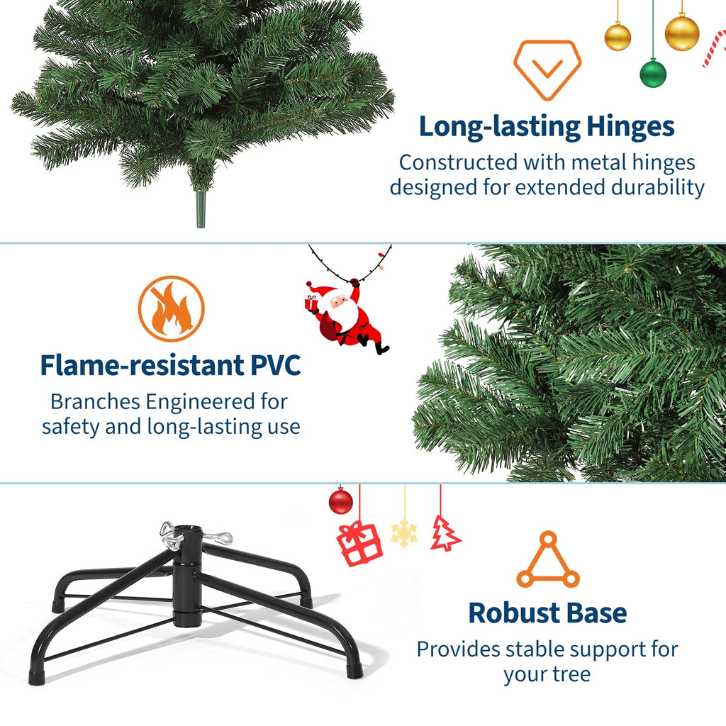 6ft Artificial, Premium Spruce Hinge Material, Holiday with Metal Hinges and Collapsible Base Gatherings and Office