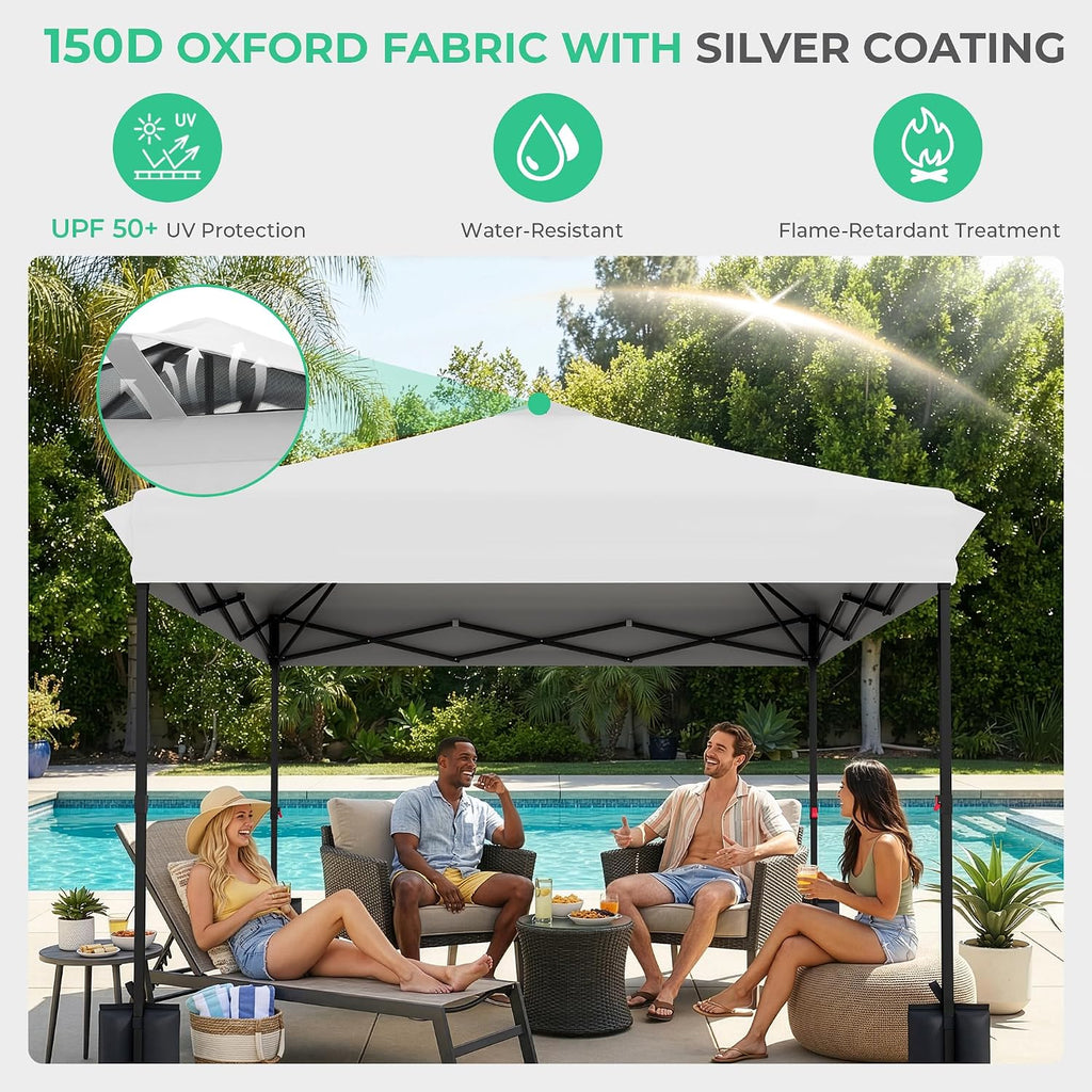 10x10 ft Pop Up Canopy Tent, Heavy Duty Outdoor Canopy with 1-Push Instant Setup, Commercial Tent with Roller Bag