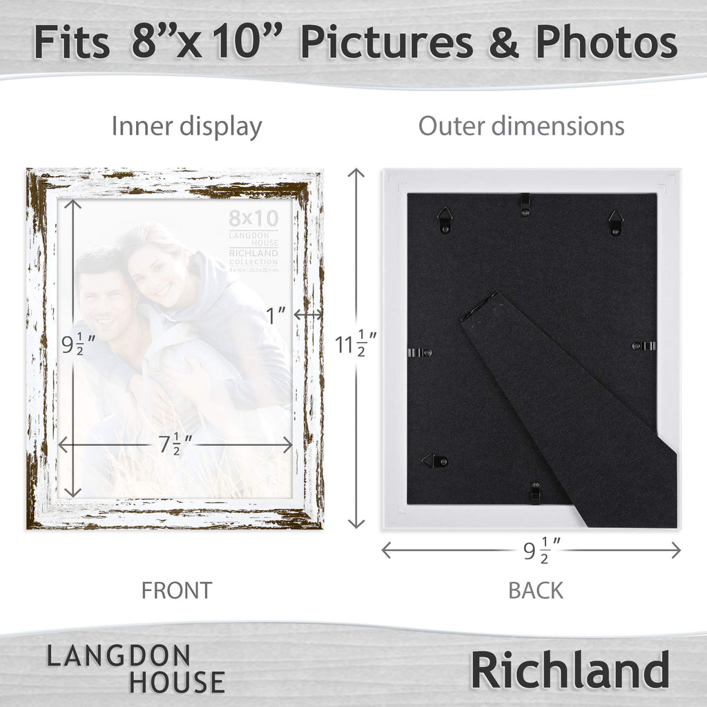 8x10 Picture Frames (Distressed White, 6 Pack) Farmhouse Style, Richland Collection
