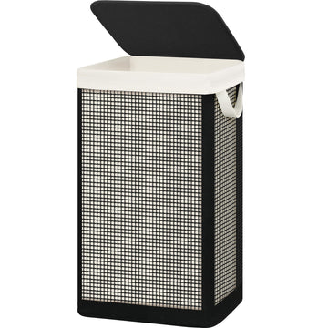 Laundry Hamper with Lid, 90L Sturdy Steel-Frame Clothes Hamper with Removable Washable Liner, Breathable Large
