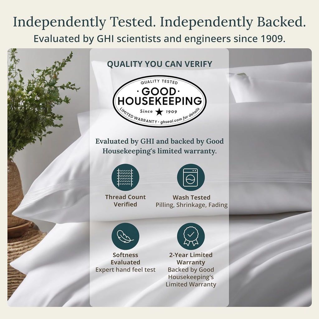 100% Egyptian Cotton Sheets Set - Certified Authentic Luxury Sheet Set with Deep Pocket, Soft Sateen