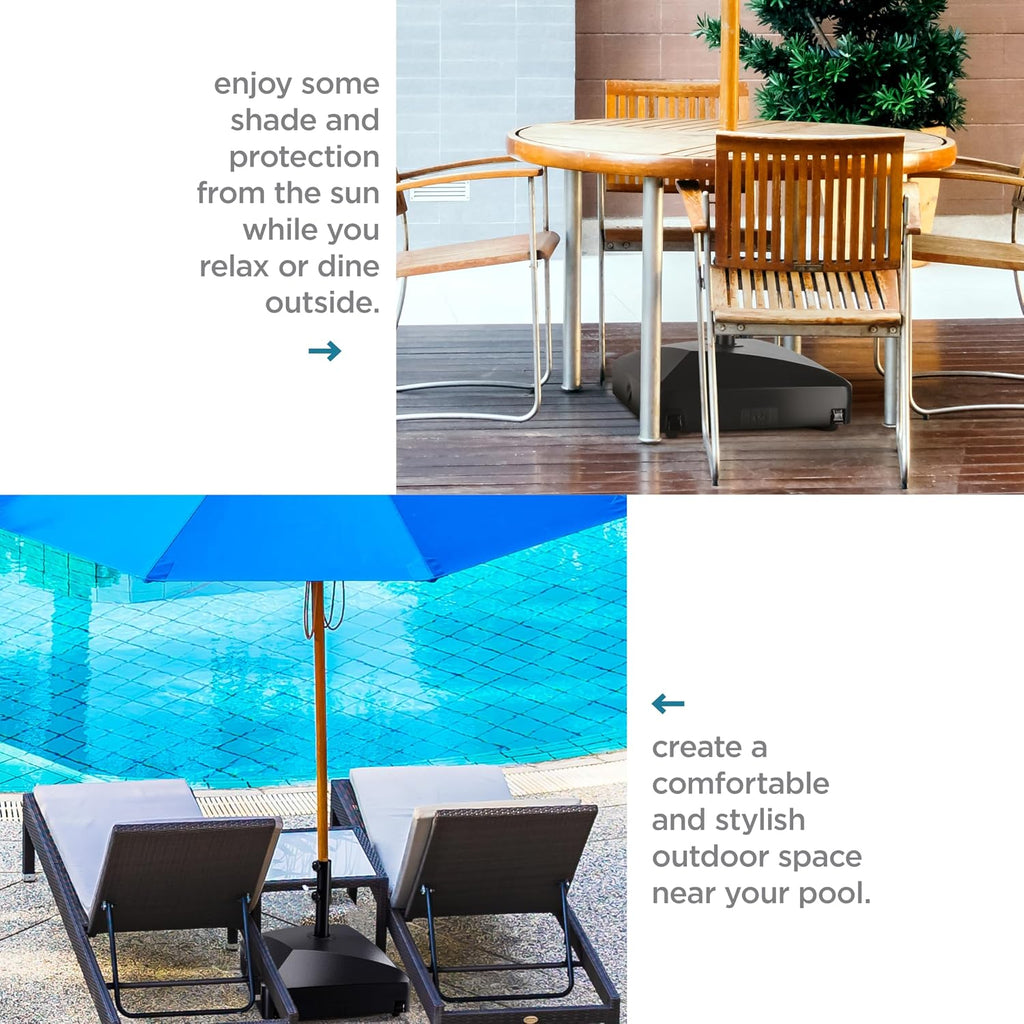 Umbrella Base - Fillable Umbrella Pole Holder 2 Knobs, with Heavy Duty Windproof Design . 4 Wheels, 2 Locks