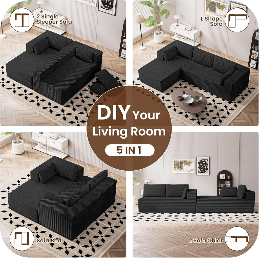 106" Cloud Sectional Boneless Couches for Living Room