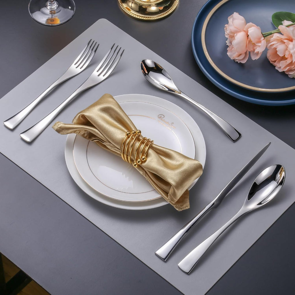 20 Pieces Silverware Set for 4,Heavy Duty 18/10 Stainless Steel Flatware Set with Forged Stand Knives