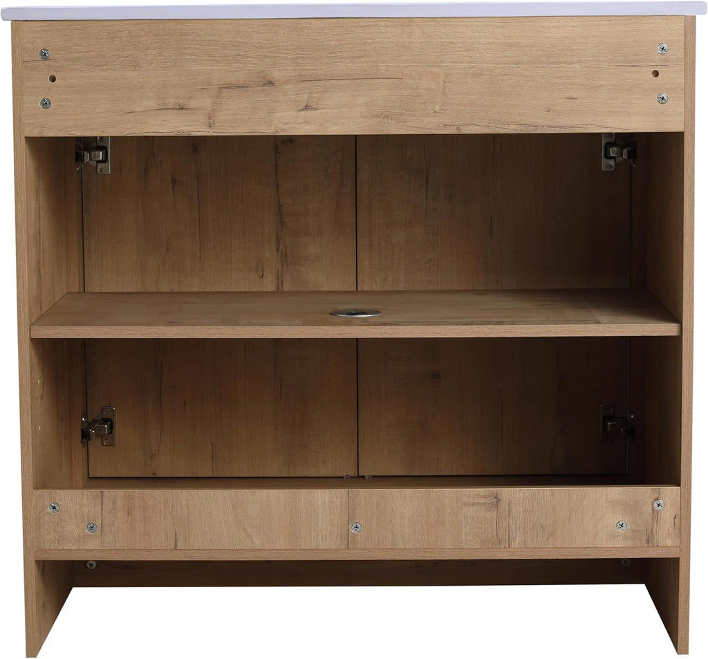 36-Inch Bathroom Vanity with Sink Mid-Century Bathroom Vanities with Top Basin Floor Wood Bathroom Sink Cabinet