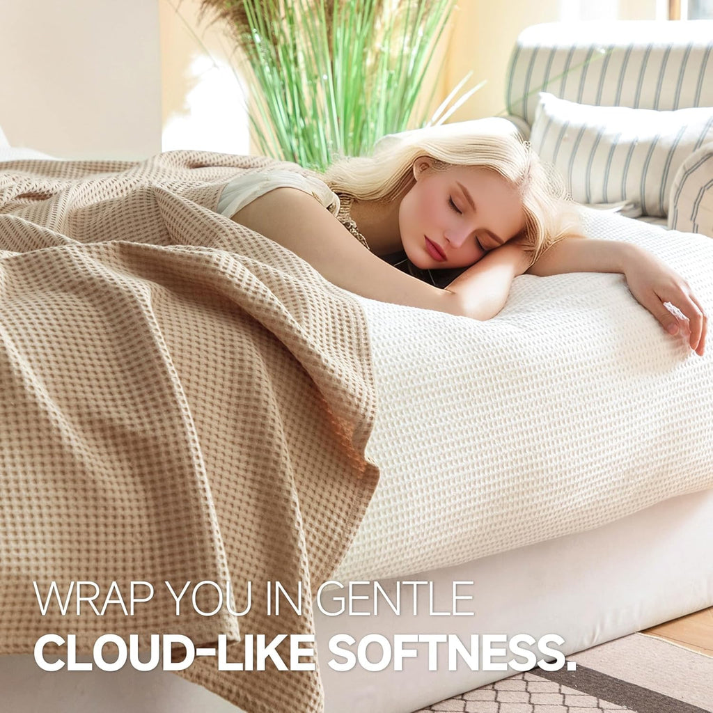 100% Cotton Waffle Weave Throw Blanket, Soft Lightweight Breathable Cozy Blankets, 40"x50")