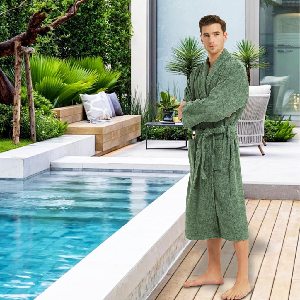 Bathrobe Mens,Premium Thick Terry Cloth Bathrobe,Towel Bath robe Long-Staple Combed Men's Cotton Robe