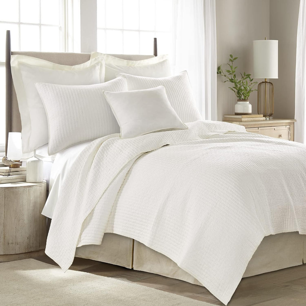 Queen Size Faux Linen Dust Ruffle, 16-inch Drop with Box Pleat