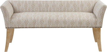 Accent Bench , Upholstered with Nailhead Trim, & Padded Seat Entryway Bench Small, End of Bed Bench with Back, 49.5"