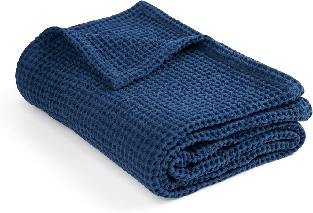 Throw Blanket, 100% Cotton Soft Lightweight Breathable Summer Blanket Throws, Waffle Weave Throw Size Bed Blanket: