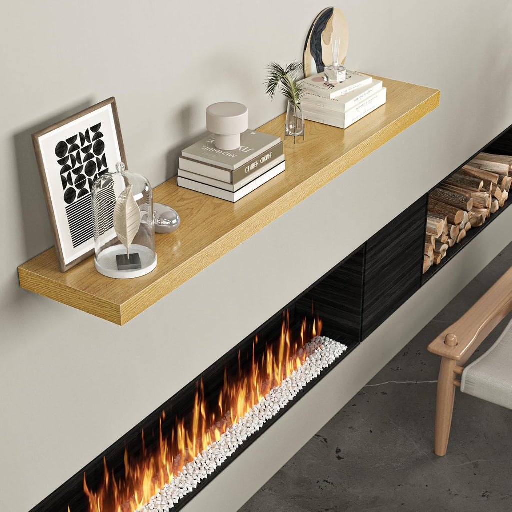 Floating Shelves for Wall, 55"W x 9.3"D x 1.5"H, Long Wooden Wall Mounted Display Shelves with Invisible Brackets
