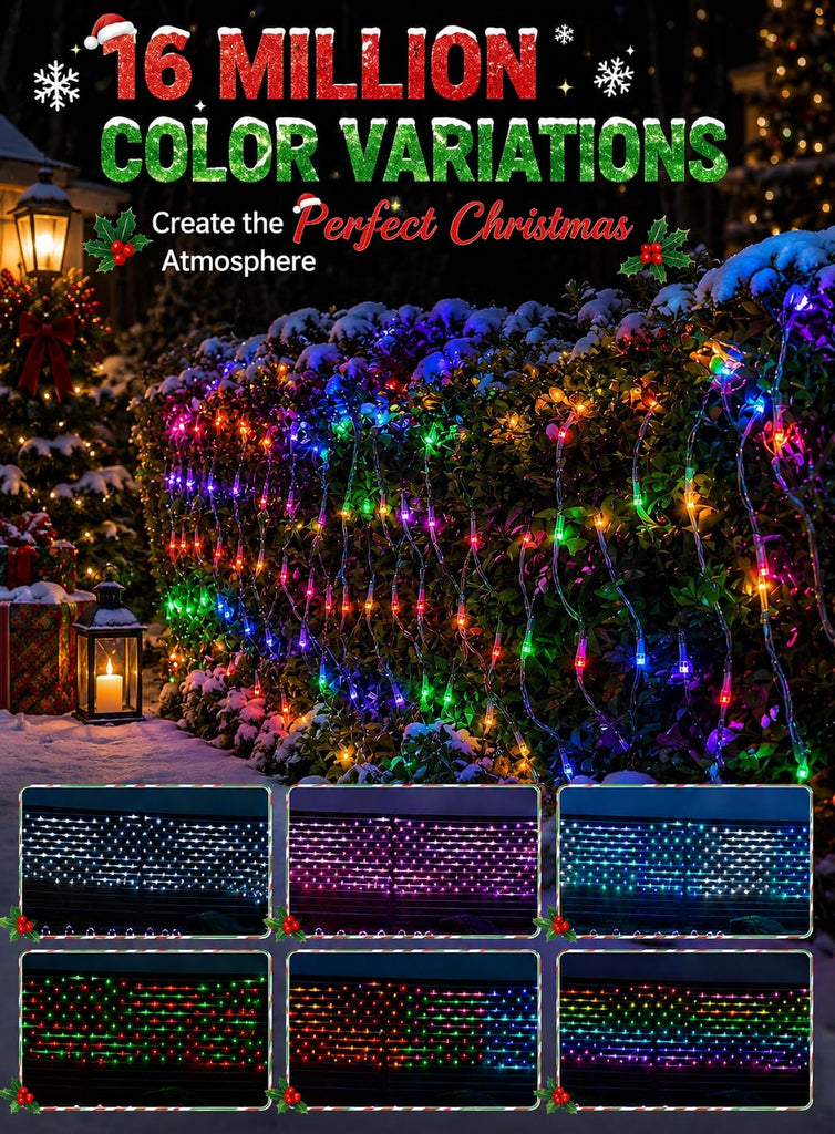 4ft*18ft Outdoor Smart Christmas Net Lights for Mesh, Group Control