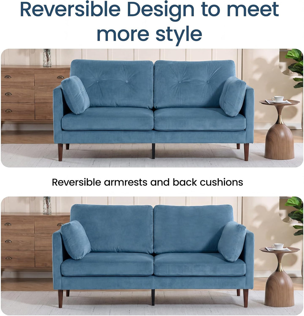 72" Loveseat Sofa Couches , Button Modern Super Soft Velvet 2-Seater Deep Seat Couch Love Seat Apartment Bedroom
