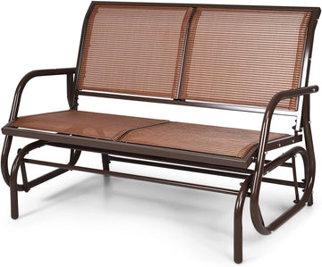 2 Person Patio Glider, Outdoor Swing Bench, Glider Loveseat Chair with Heavy-Duty Steel Frame, Breathable Seat