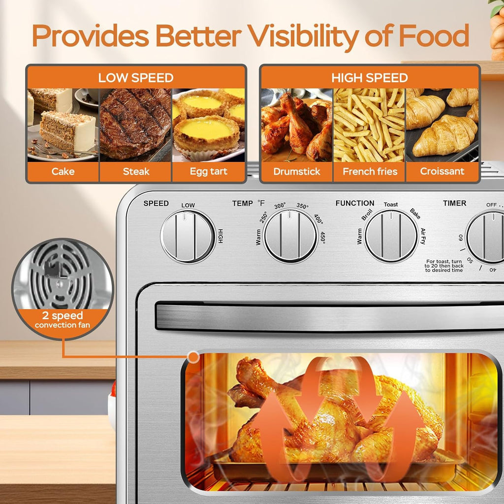 Air Fryer Toaster Oven Combo, 16QT 5-in-1 Toaster Ovens Countertop, Convection AirFryer with Bake, Air fryer & Toaster