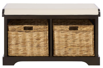 Freddy Wood Storage Bench, 33" Farmhouse Dark Chocolate