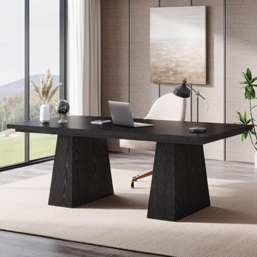 63-Inch Executive Desk, Large Office Computer Desk with Double Pedestal
