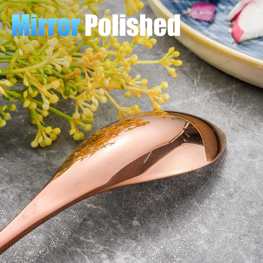 20 Pieces Rose gold Silverware Set for 4,Heavy Duty 18/10 Stainless Steel Flatware Set with Forged Stand Knives