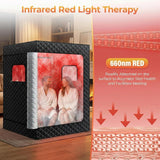 2 Person Sauna Box for Home, Protable Steam Sauna Tent with 660nm Red Light Therapy, 5-Layer Waterproof