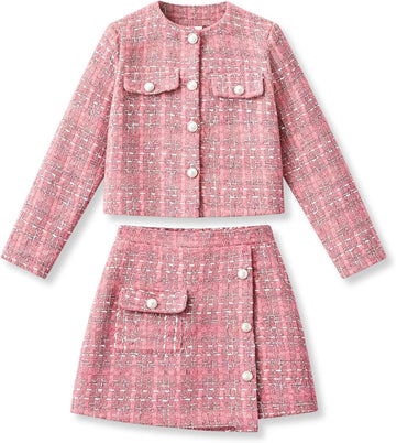 Girls 2 Piece Outfits Skirt Sets Party Dresses School Sports Clothes
