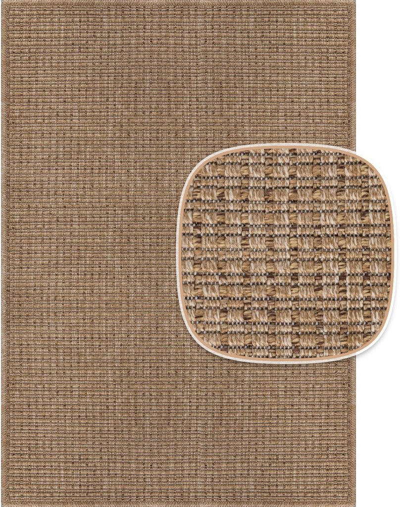 Easy Jute Natural Rug 8x10 Solid Washable Durable Outdoor Indoor Area Rugs for Living Dining Room Patio Office Stain