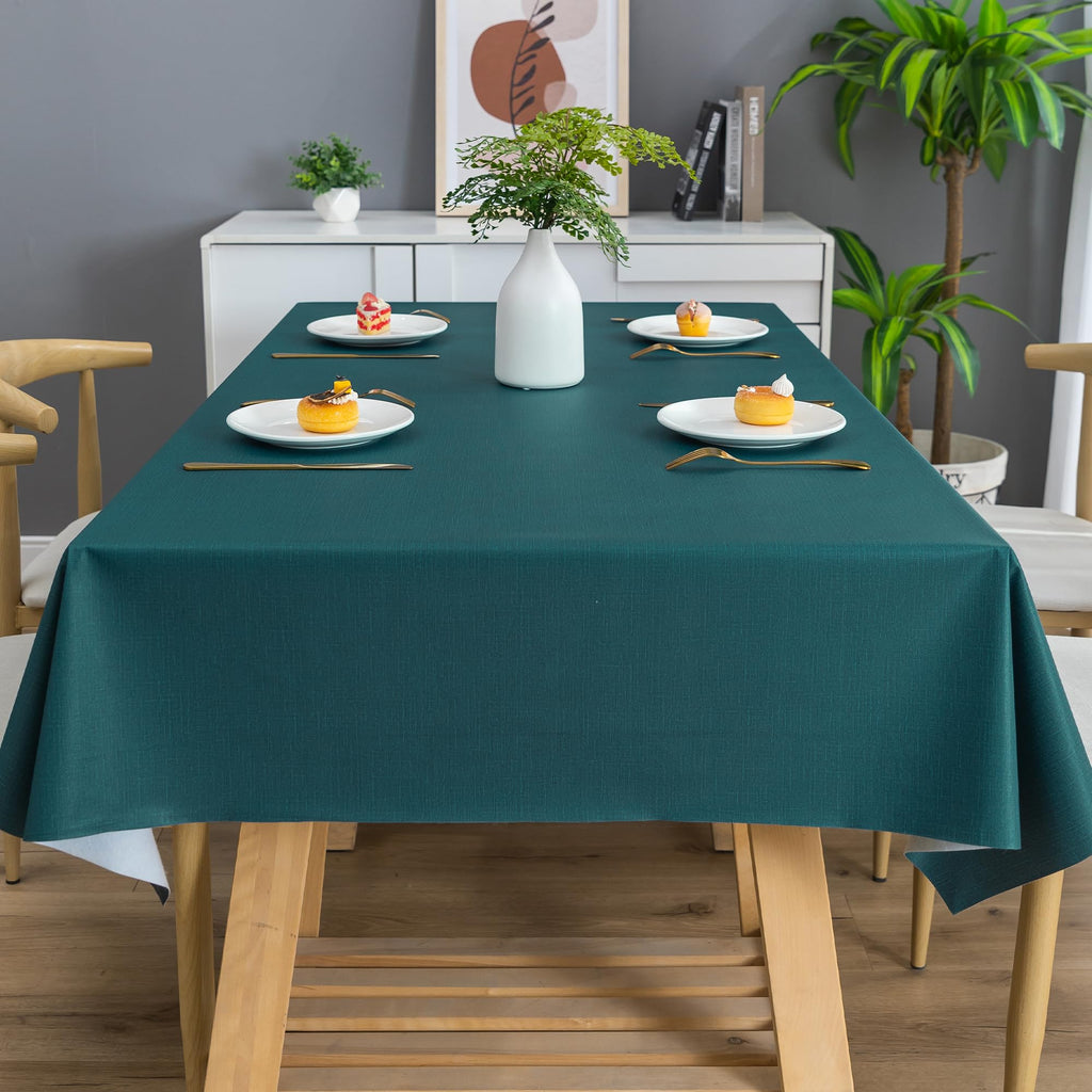 Rectangle Table Cloth, 100% Waterproof Tablecloth Oil Proof Spill Proof Vinyl Table Cloth, Wipe Clean Plastic Table