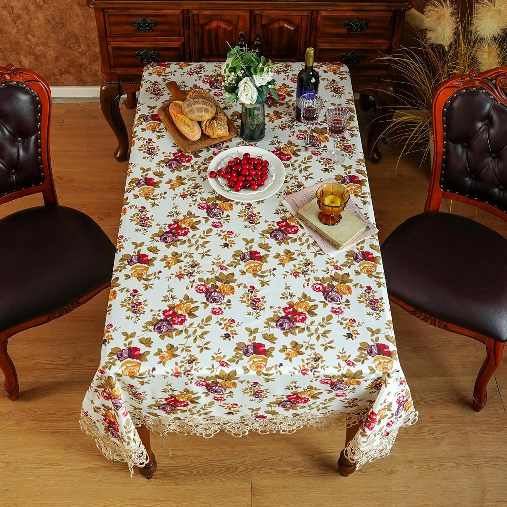Lace Tablecloth Embroidery Lace Floral Tablecloths Rectangular Vintage Jacquard Fabric Table Cover D