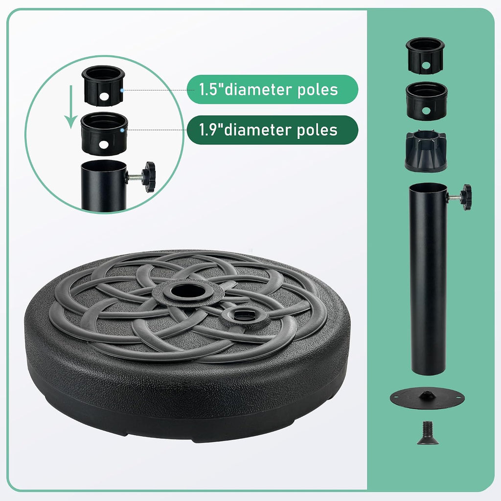 Patio Umbrella Base Stand - 112 lbs 22" Fillable Outdoor Umbrella Base