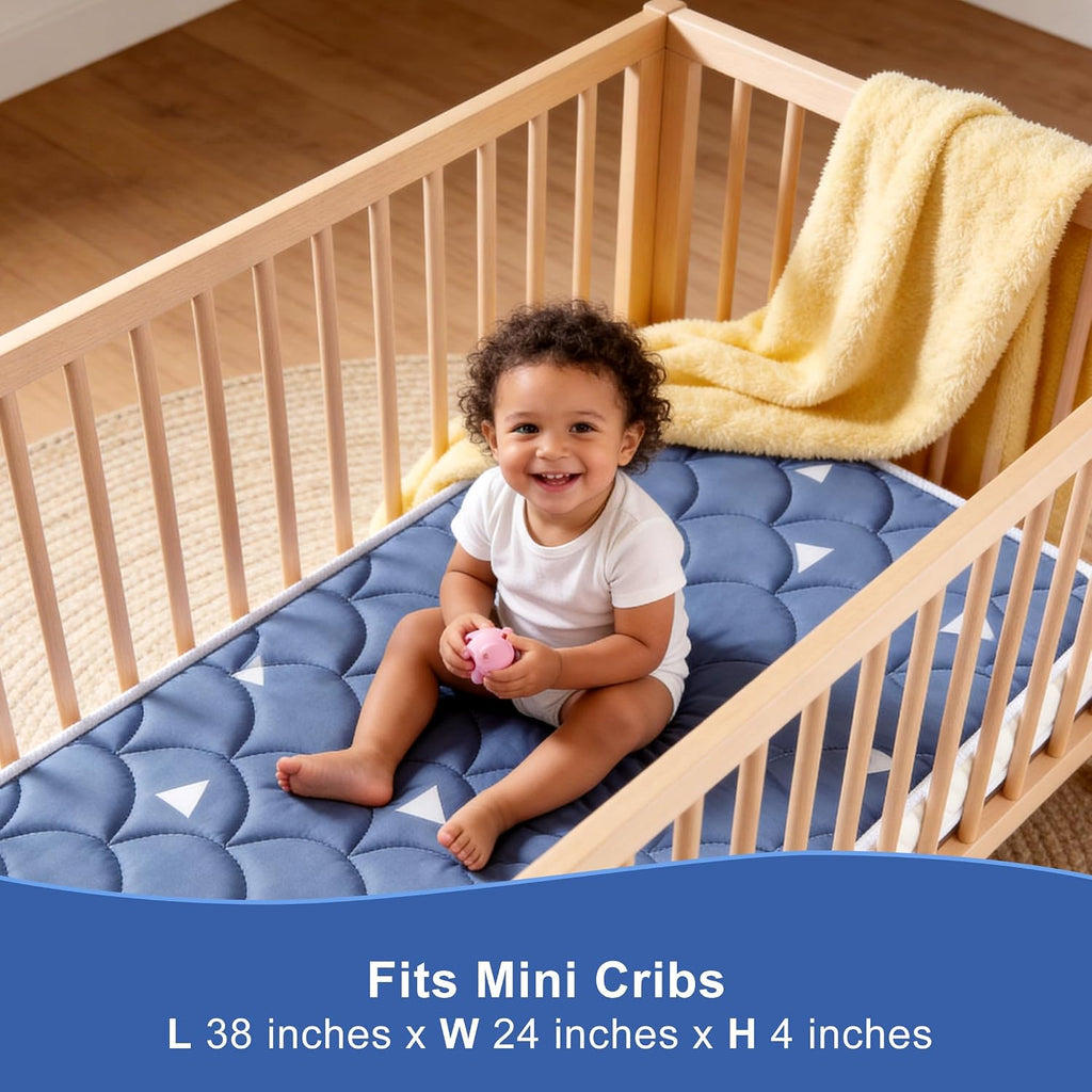 Mini Crib Mattress 38" x 24" x 4"- Firm Support and Comfort Premium Foam,Noiseless and Odorless,Hypoallergenic Mini