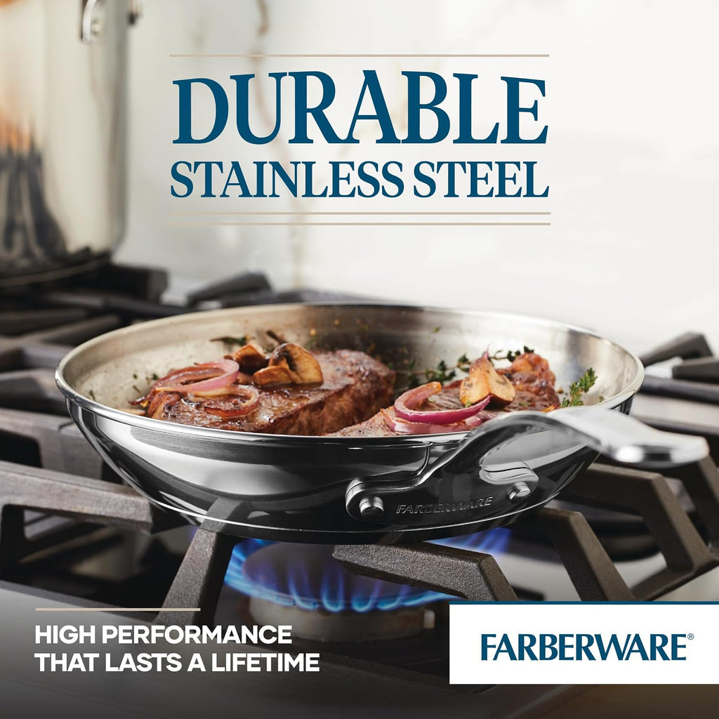 Millennium Stainless Steel Pots and Pans Set, 10-Piece Induction Cookware Set, Silver