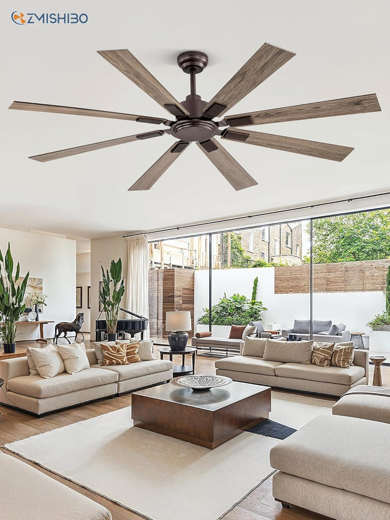 65 Inch Oil Rubbed Bronze Ceiling Fans No Light with Remote, Indoor/Outdoor Farmhouse Ceiling Fan Without Light