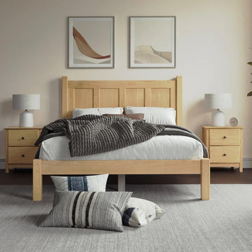 Shaker Panel Platform Bed, Full, Natural Solid Wood